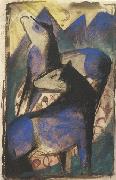 Franz Marc Two Blue Horses (mk34) oil painting reproduction